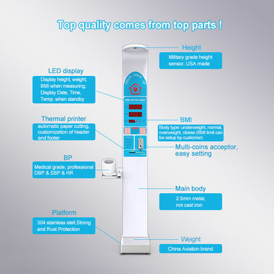 Publieke school Gym Health Club BMI Body Scale met Ultrasone Hoogte Gewicht Machine