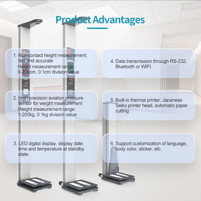 Beste lichaamsgewicht en lengte meetmachine 33*46*230cm met LED/LCD display optie