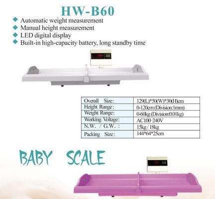 Baby lengte en gewicht schaal voor ziekenhuis AC100-240V baby hoogte meetmeter