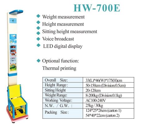 Werkspanning AC100-240V Elektronische weegschaal voor de beoordeling van de gezondheid van kinderen