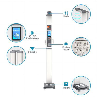 AC100-220V stroomtoevoer lichaamsvet BMI lengte gewicht weegschaal munt bediende machine