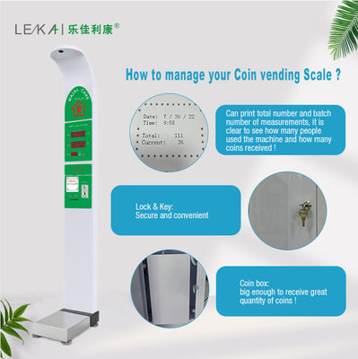 Smart AC100-240V Munt bediend Hoogte Gewicht Lichaamsschaal Verkoop met drukwerk G.W 47kg