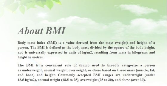 Geavanceerde digitale BMI-schaal voor nauwkeurige lichaamsgewichtsmeting Hoogtebereik 60-200 cm
