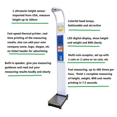 AC100-240V stroomtoevoer Gewichtsbereik 8-200kg BMI Medische controle Weegschaal machine